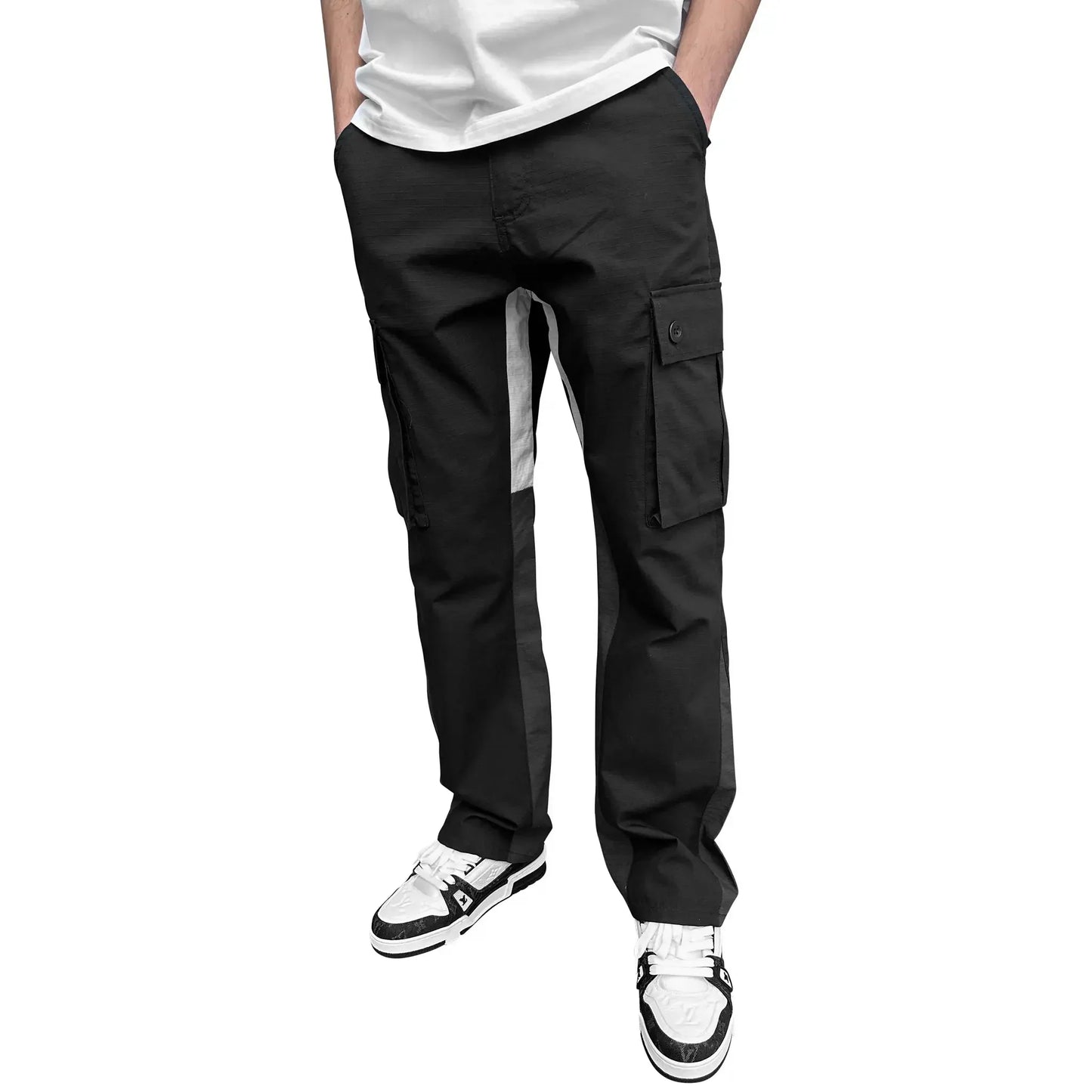SIARR Flared Black Cargo Pants