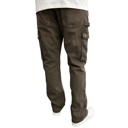 SIARR Flared Cargo Jeans Brown