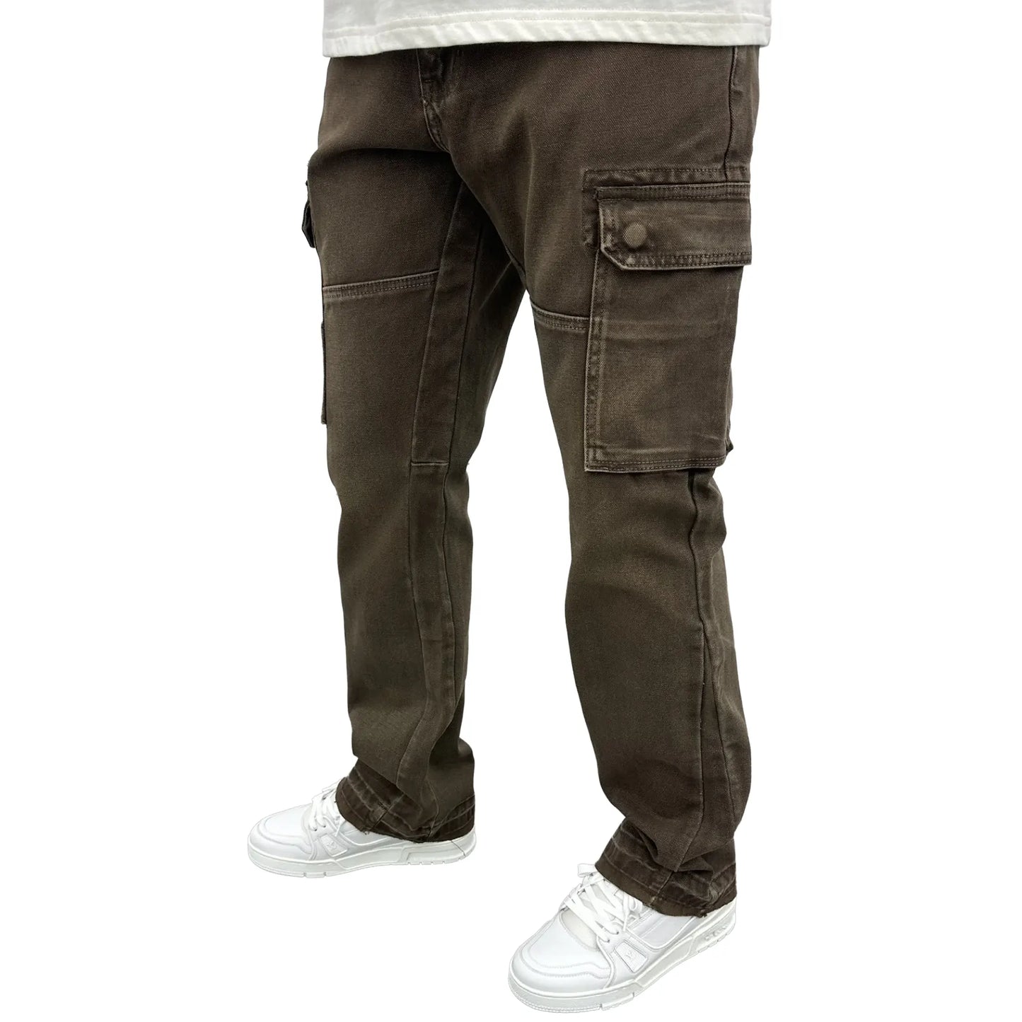 SIARR Flared Cargo Jeans Brown