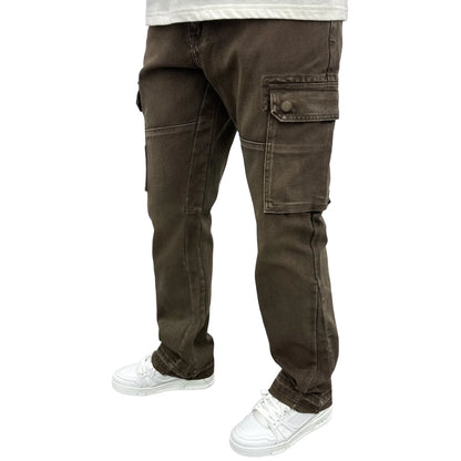 SIARR Flared Cargo Jeans Brown
