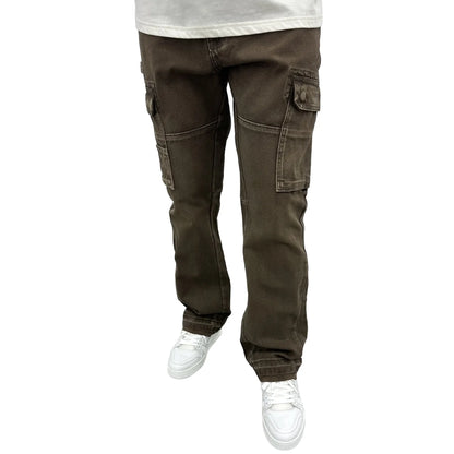 SIARR Flared Cargo Jeans Brown