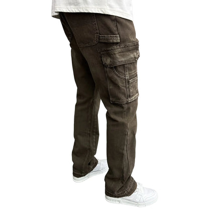 SIARR Flared Cargo Jeans Brown