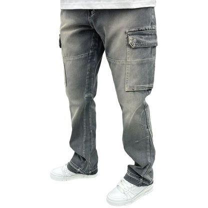 SIARR Flared Cargo Jeans Lead