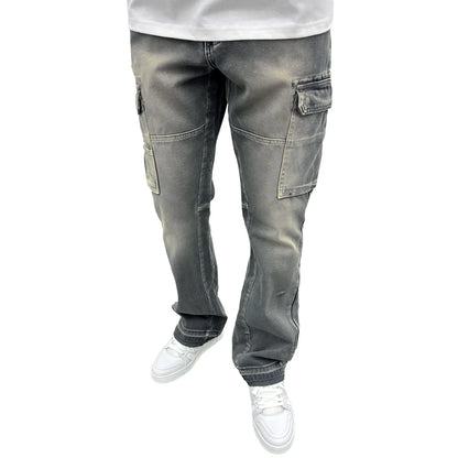 SIARR Flared Cargo Jeans Lead