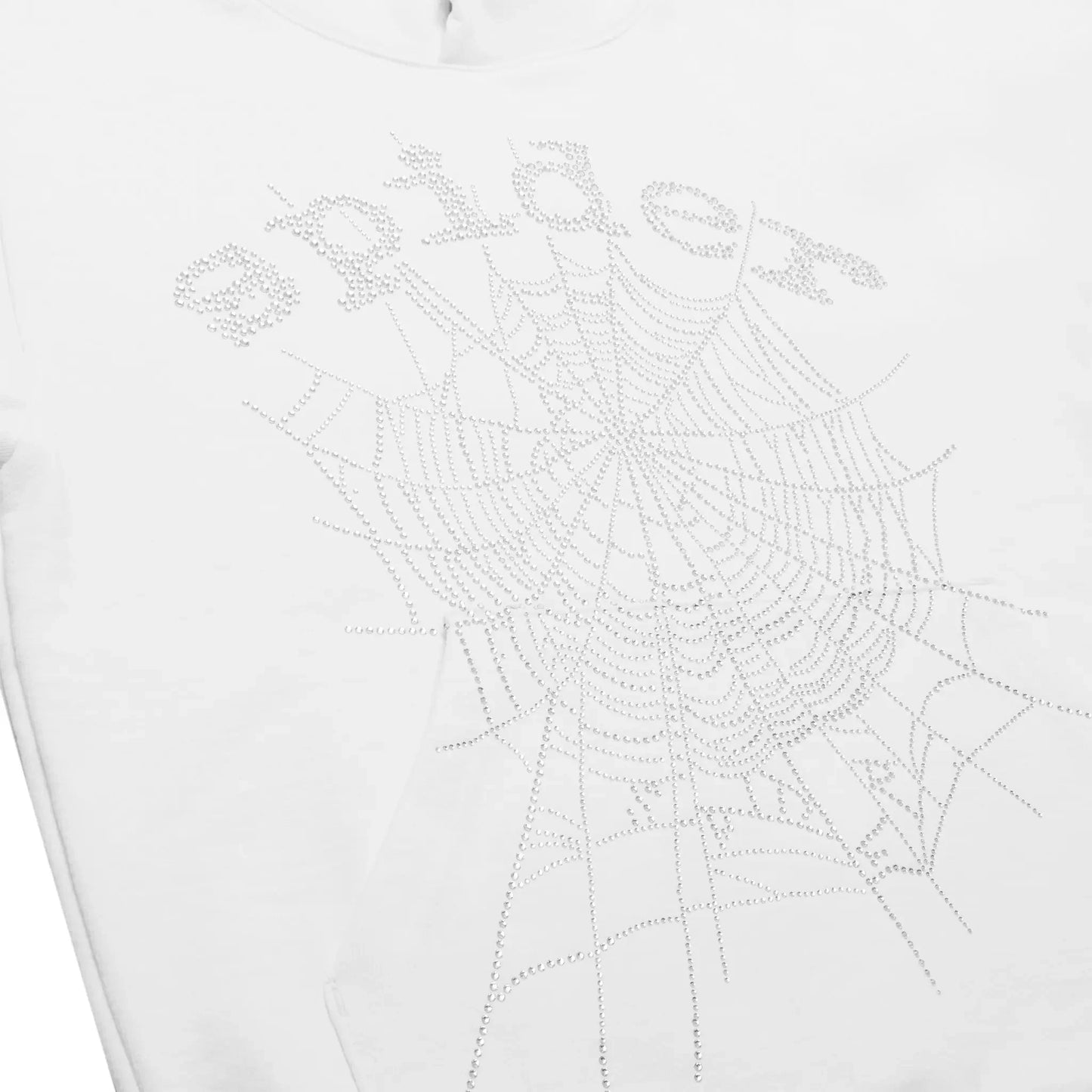 Sp5der OG Rhinestone Logo White Hoodie