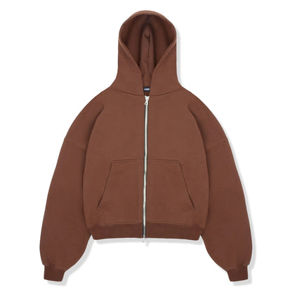 Summit Heavyweight Brown Zip-Up Hoodie