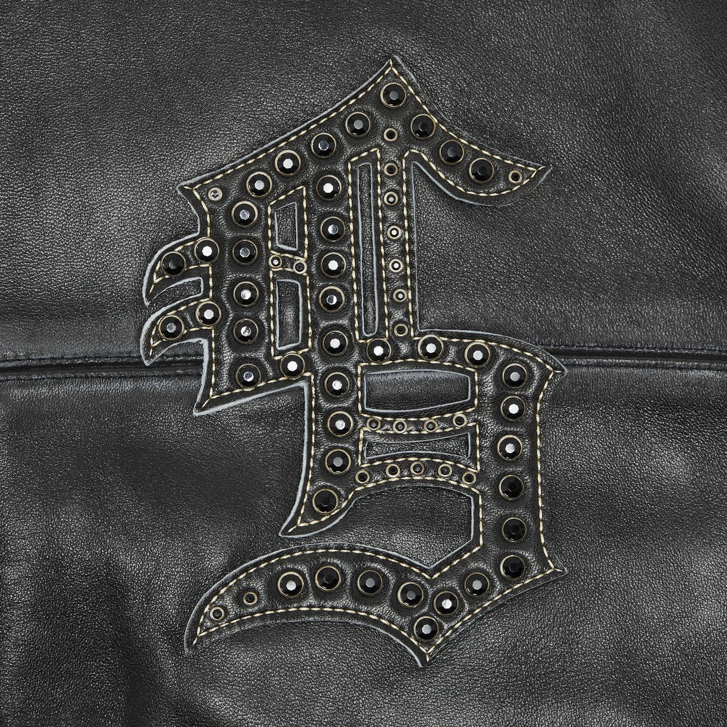 Supreme Gem Studded Black Leather Jacket