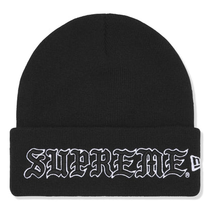 Supreme New Era Old English Black Beanie (FW25)