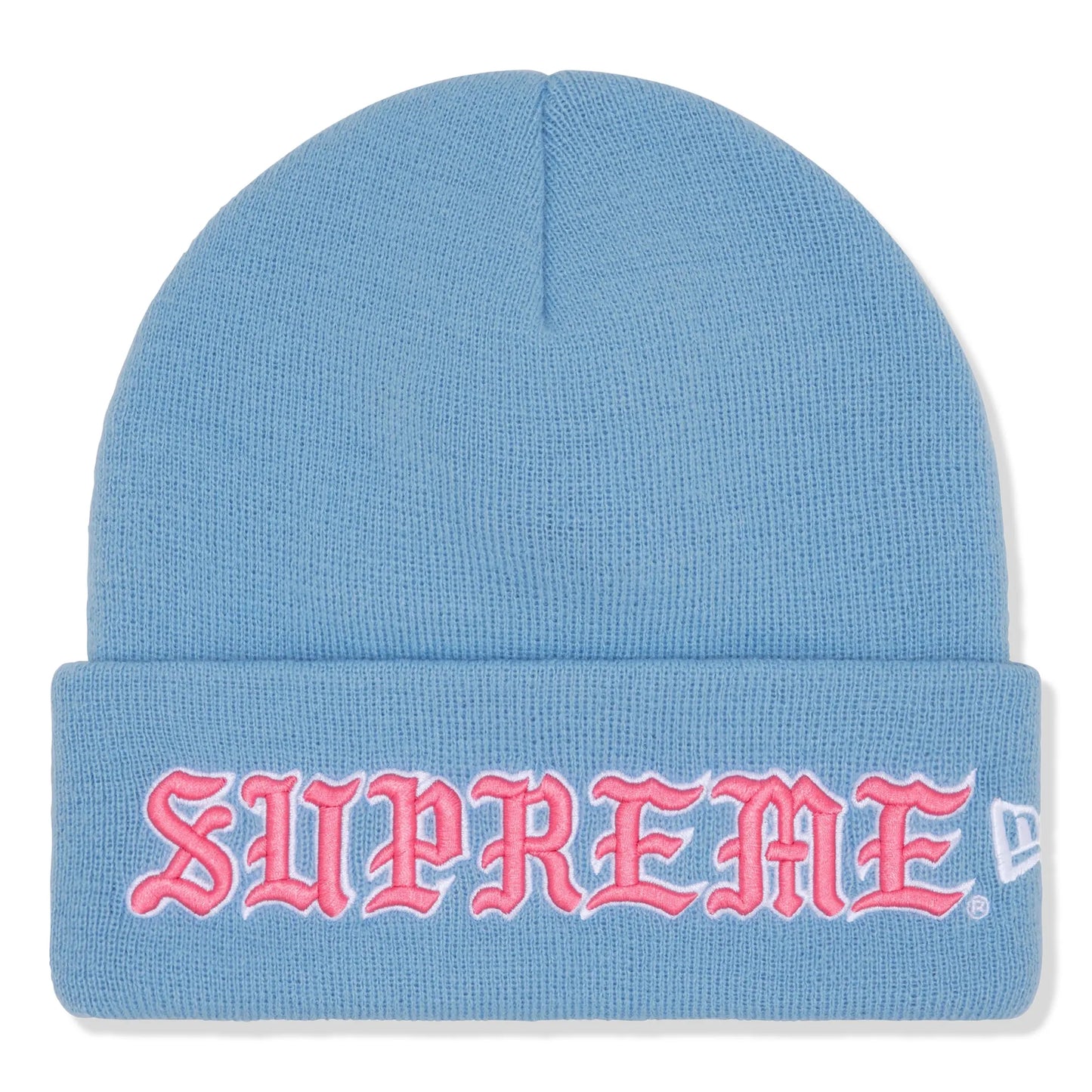 Supreme New Era Old English Light Blue Beanie