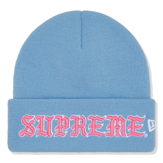 Supreme New Era Old English Light Blue Beanie