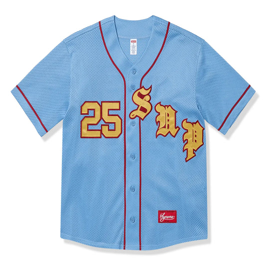 Supreme Old English Blue Baseball Jersey