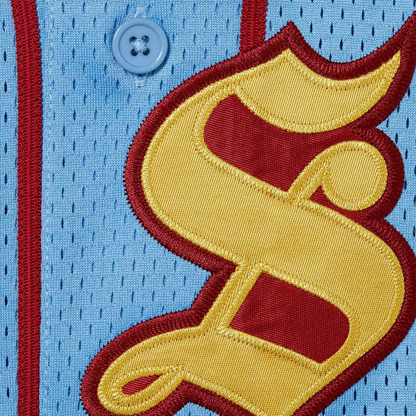 Supreme Old English Blue Baseball Jersey