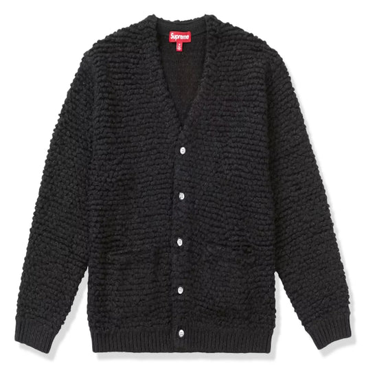 Supreme Textured Black Knotted Cardigan