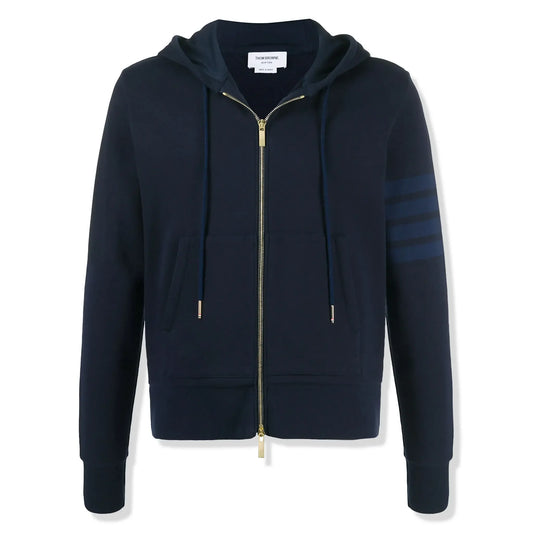 Thom Browne Classic Loopback 4-Bar Tonal Full Zip Blue Hoodie