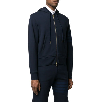 Thom Browne Classic Loopback 4-Bar Tonal Full Zip Blue Hoodie