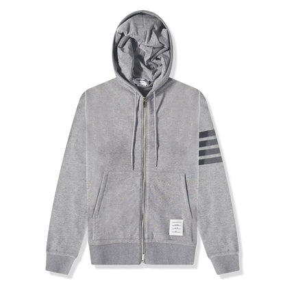 Thom Browne Classic Loopback 4-Bar Tonal Full Zip Medium Grey Hoodie