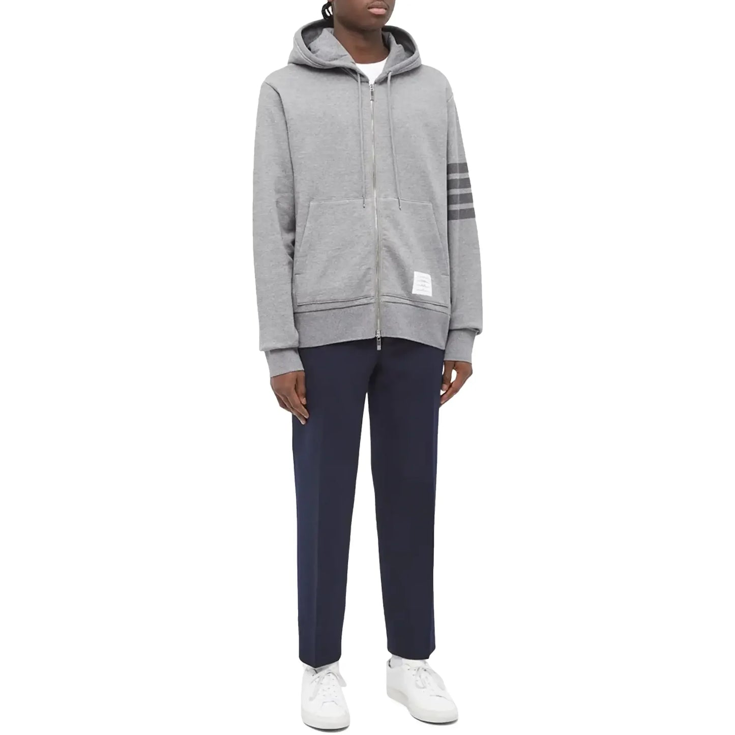 Thom Browne Classic Loopback 4-Bar Tonal Full Zip Medium Grey Hoodie