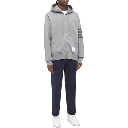 Thom Browne Classic Loopback 4-Bar Tonal Full Zip Medium Grey Hoodie