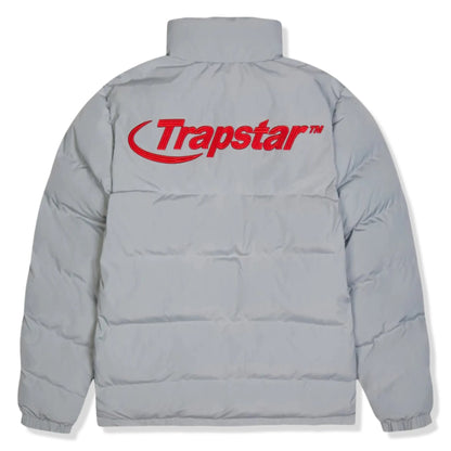 Trapstar Hyperdrive Light Grey Red Puffer Jacket
